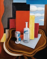 Fresnaye - table with glass and glass - canvas reprint