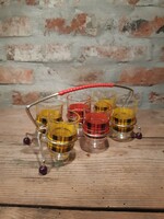 Retro likőrös pálinkás készlet retro üvegpohár x