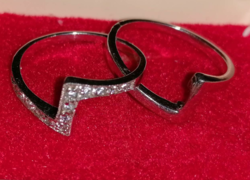 Új!Jelzett Ezüst Modern Dizájn Dupla Gyűrű Markazitköves Diszitéssel