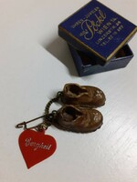 Antique rare heart marked tourist badge in old box
