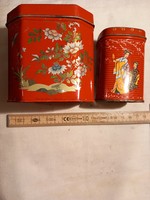 2 old English metal tea boxes