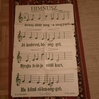 1930-as években az elemi iskolák felszereléséhez tartozó  énektábla (Himnusz)    64 x 98 cm