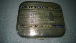 Silver-plated cigarette case-can with enamel inlay