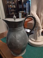 Marked, German, antique metal jug with inscription from the 1800s