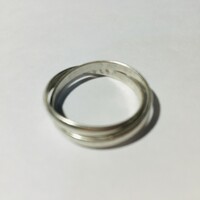 Többszörösen fémjelzett mesterjelzett dupla egybefonódó karika ezüst gyűrű
