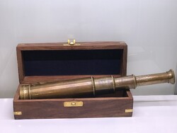 Copper telescope in a wooden box