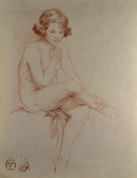 XX. No. First-half Hungarian painter: sitting girl nude 1926