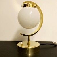 Art deco - Bauhaus réz asztali lámpa felújítva - tejüveg gömb búra - Lampart