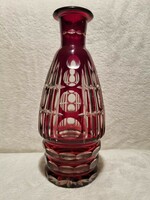 Különleges antik csiszolt rubinüveg kristály váza