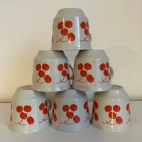 6 pcs of Russian cherry - cherry porcelain mug - stem - cup - glass