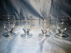 4 beautiful old stemmed glass glasses