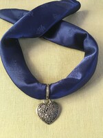Tyrolean, Austrian, Italian folk costume, blue, Italian design scarf with handmade pendant