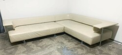 Rolf benz design-classic leather corner sofa off-white / ivory