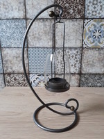 Metal candle holder with removable glass cover
