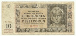 10 korun korona kronen 1942 Cseh Morva Protektorátus