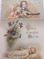 Old religious postcard with inscription gloria in excelsis deo angels jesus violet