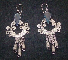 Handmade silver-plated earrings with semi-precious stones