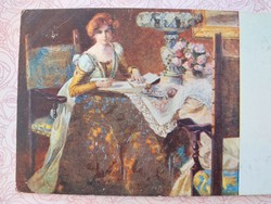 Old postcard Hungarian art postcard jendrassik: difficult answer