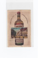Üdvözlet a hirös városból képeslap "Kecskemét" 1950 (Szabadság tér részlet), Pálinka reklám