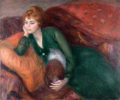 Glackens - lady in green dress - canvas reprint