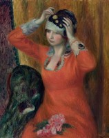 Glackens - Piros ruhás hölgy kalapban - vászon reprint