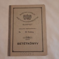 Hungarian Royal Post Savings Bank deposit book issuing post office: kisláng 1939