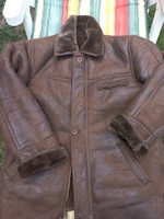 Feilang nagyméretű téli hasított bőr, barna dzseki, kabát