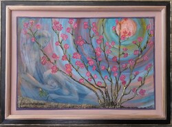 From an award-winning artist. To be with you among flowers...45X62cm. Zsófia Károlyfi (1952) canvas+certificate