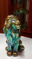 Zsolnay-eosin lion - with beautiful labrador glaze