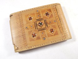 Old Antique Handmade Pearl Inlaid Wooden Cigarette Holder Case Storage Box Offerer from 1943