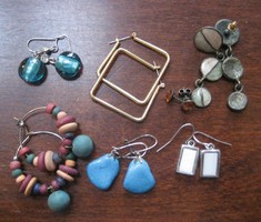 Seven pairs of bijou earrings