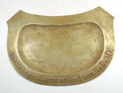 Antique Eucharistic Congress 1938 religious memorial communion tray first communion copper wafer tray bowl