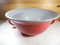 Retro marked enameled vajling bowl with handle f.S. With marking - 32 cm diameter