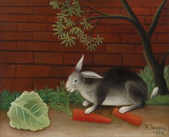 Henri rousseau - rabbit dinner - reprint