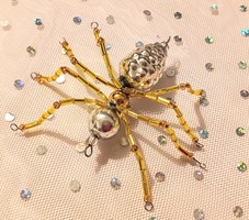 Old tapestry glass Christmas tree decoration spider 5x8cm