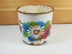 Retro old enameled mug - flower pattern - k.Sz.Sz. Hungarian production - approx. From the 1950s