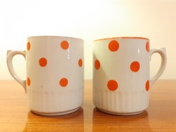 Old Zolnay porcelain 2 polka dot mugs