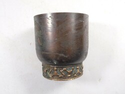 Retro old craftsman industrial red copper copper embossed pattern small cup or cigarette holder