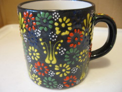 Portuguese artistic unique mug with pearl surface flowers