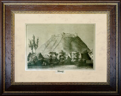 Miklós Szerelmey: Sümeg castle - framed 46x58cm - artwork 24x36cm - t22/813