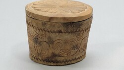 Rare, Old Shepherd Wood Carving Pouch, Salt and Ointment Container
