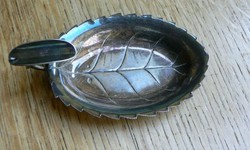 Leaf shaped silver hand cigarette ashtray
