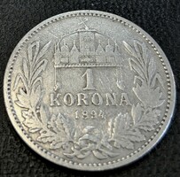 N/010 - 1894-es ezüst Ferenc József 1 koronás