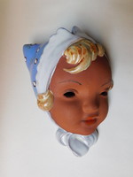 Art deco ceramic wall mask - girl in polka dot hat
