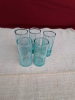 Retro ritka türkisz pohár poharak repesztett Gyönyörű  Fátyolüveg fátyol karcagi berekfürdői üveg