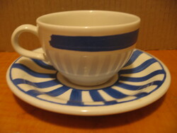 Blue and white striped English coffee set
