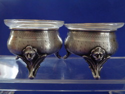 Pair of antique silver spice holders