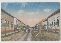 Dombóvár, Bezerédy - utca, Vasúti levelezőlapárusítás., 1918. Postán futott