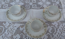 Antique Austria-marked porcelain gold-decorated coffee, 3 mocha cups + saucers