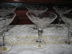 Vintage 6  kristály pezsgős pohár